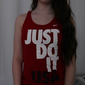 Red Nike USA Graphic Tank